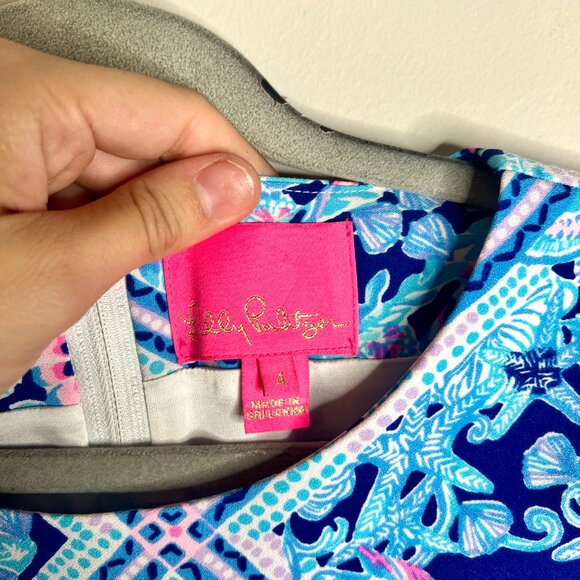 Lilly Pulitzer Blanca Stretch Romper in Zanzibar Blue Vacation Resortwear Sz 4 - Picture 3 of 7
